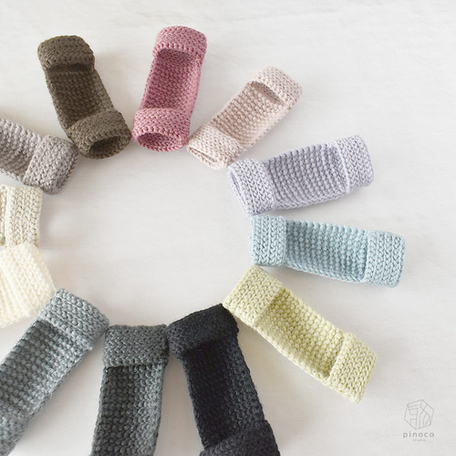 ハンドメイド簡易オーダー用 オーガニックウールがやさしい手編みの指すり・Sサイズ（津軽三味線