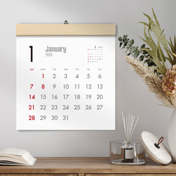 カレンダー 2024・木製壁掛けカレンダー（SQ／メープル） 1枚目の画像