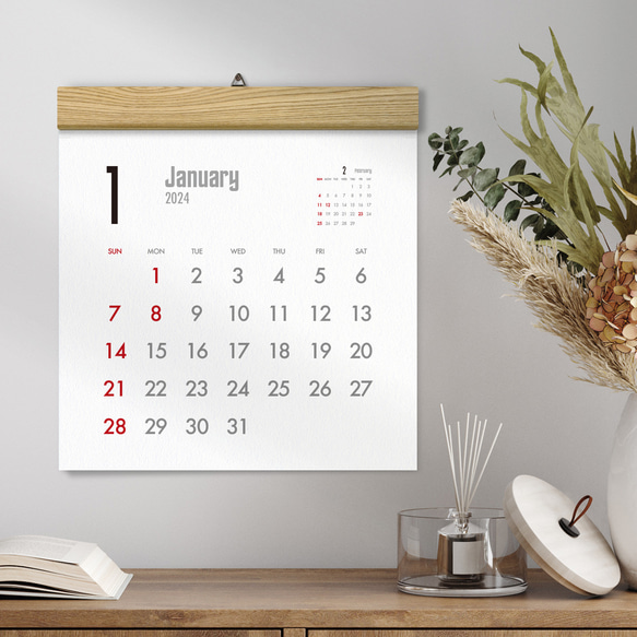 カレンダー 2024・木製壁掛けカレンダー（SQ／タモ材） 1枚目の画像