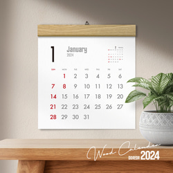 カレンダー 2024・木製壁掛けカレンダー（SQ／タモ材） 2枚目の画像