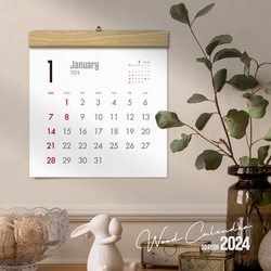 カレンダー 2024・木製壁掛けカレンダー（SQ／タモ材） 3枚目の画像