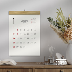 カレンダー 2024・木製壁掛けカレンダー（A3／オーク） 2枚目の画像