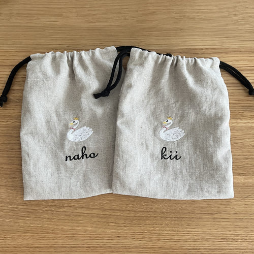 入園入学✳︎お着替え袋&給食袋セットꕤリボン刺繍ミルクティーベージュ×チェック 入園入学✳︎お着替え袋&給食袋セットꕤリボン刺繍ミルクティー