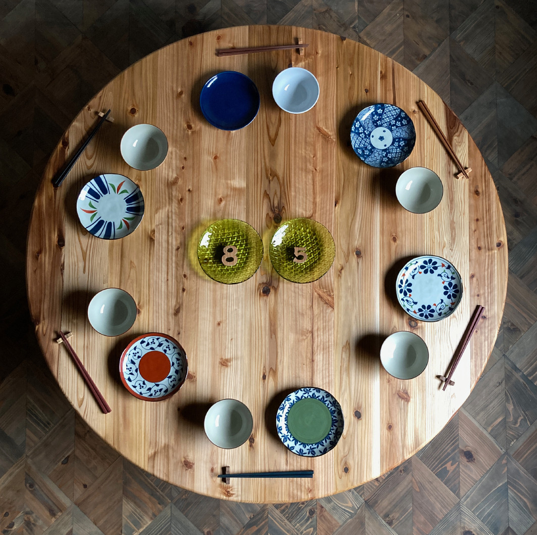 【癒されるちゃぶ台】直径120cm　円　丸　ローテーブル   無垢  オイル仕上げ　【サイズオーダー可能】