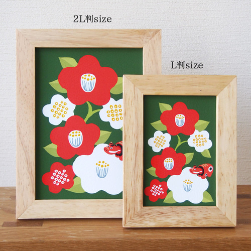 L判〜A3size【椿と赤べこ】ポスター その他インテリア雑貨 wach works