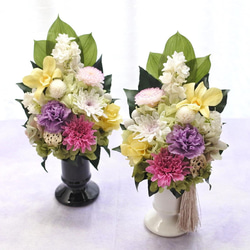 《彩・SAI》仏花◇花器の色が選べます♢﻿お供え花・すべてプリザーブドフラワーの仏花 2枚目の画像