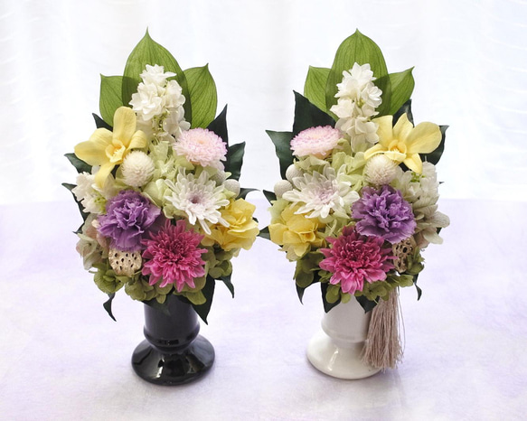 《彩・SAI》仏花◇花器の色が選べます♢﻿お供え花・すべてプリザーブドフラワーの仏花 3枚目の画像