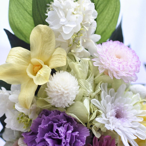 彩・SAI》仏花◇花器の色が選べます♢﻿お供え花・すべてプリザーブド