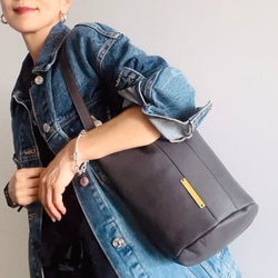 即納】バケット クロームグレイ 本革製 バケツ型バッグ バケツ