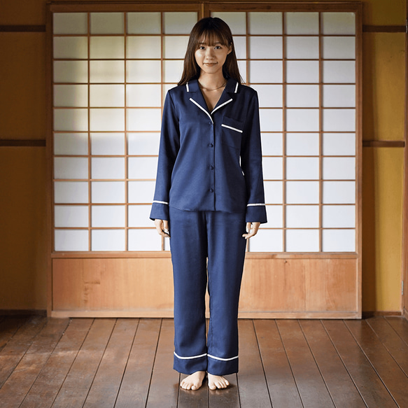 パジャマ・ナイトウェア・長袖上下セット・エコ生地・テンセル Tencel Pyjama Nightwear Set 2枚目の画像