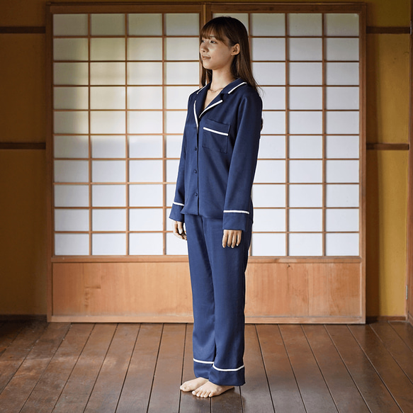 パジャマ・ナイトウェア・長袖上下セット・エコ生地・テンセル Tencel Pyjama Nightwear Set 4枚目の画像