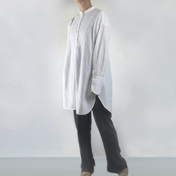 YUGUCi  -日々のシャツ- / 釦が選べる / 日本製 コットンリネン / オフホワイト 7枚目の画像