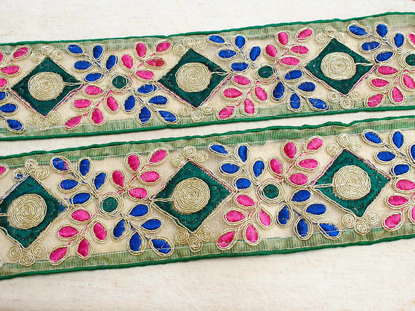 10cmより インド刺繍テープ チロリアンテープ 葉☆カルトナージュ