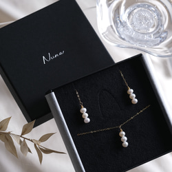 Þreföld perla necklace＆earring set：パールネックレス＆ピアス・イヤリングセット 10枚目の画像