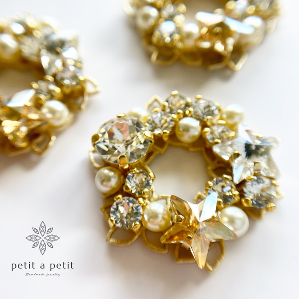 Creema限定 国内送料無料　スワロフスキー® ブローチ Étoile リース型&ピンブローチセット ギフトボックス付 8枚目の画像