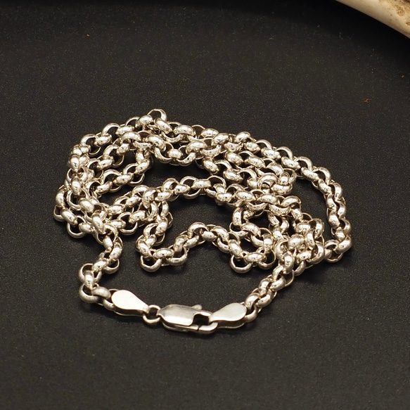 RL140 Silver Chain ロールチェーン 50cm 燻し ネックレス 丸甲丸 シルバーチェーン 2枚目の画像