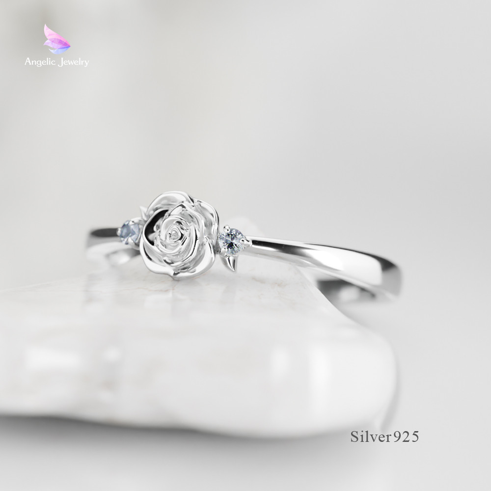 きらめく誕生花と選べる誕生石シリーズ -薔薇リング- Silver925（ロジウムコート） 8,323円