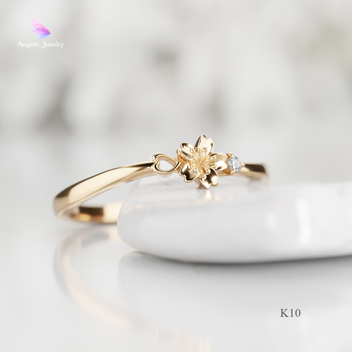 a flower］エメラルド×K18YG リング | Shining Baby jewelry