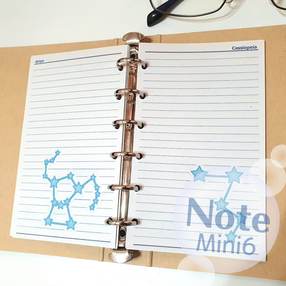 ミニ6 メモ用紙 星座プリント19種類 システム手帳リフィル M6 mini6