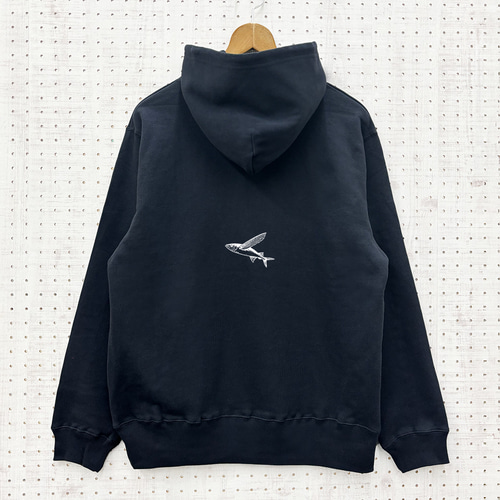 さんま プルパーカー ネイビー 中厚手 綿100％ 冬 魚 パーカー