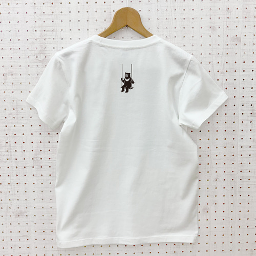 美品　Sensounico t.b Tシャツ ホワイト　 クマ　カットソー 汗染みが目立ちにくい白 綿100％ Tシャツ ] 空中ブランコ熊