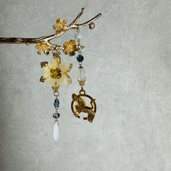 再販✖️7  手毬屋　金色　鶴丸　白花と鶴のかんざし 4枚目の画像