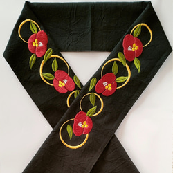 アンティーク復刻 巻き薔薇刺繍半衿 絽 夏もの ※限定数 和装小物（帯