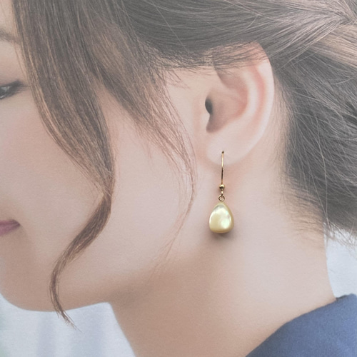 夜光貝《drop》 14kgf ピアス (イヤリング変更可） ピアス