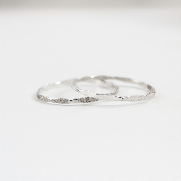 [silver925] [銀色] 混合切割戒指 / 1.0mm 寬度 / 小指戒指，可以留下，防過敏 第10張的照片