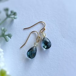 Moss Aquamarine & Lemon Quartz Earrings 14kgf 12枚目の画像