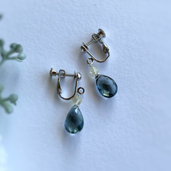 Moss Aquamarine & Lemon Quartz Earrings 14kgf 6枚目の画像