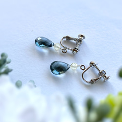 Moss Aquamarine & Lemon Quartz Earrings 14kgf 7枚目の画像