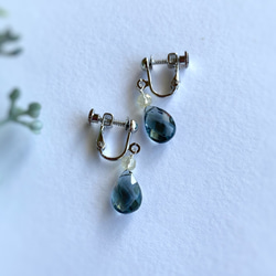 Moss Aquamarine & Lemon Quartz Earrings 14kgf 9枚目の画像