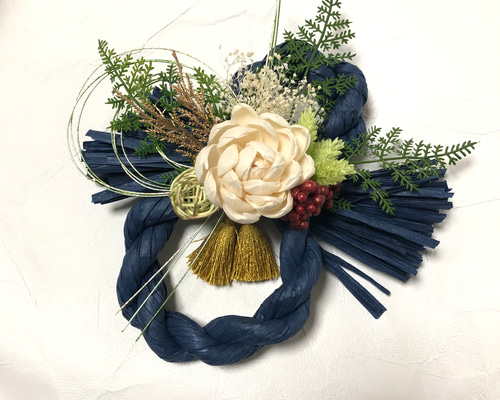 しめ縄リースNo.8 No.162 カラー八の字しめ縄リース2024 ハンドメイドお正月飾り玄関