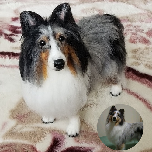 羊毛フェルトオーダーメイド、受注制作、羊毛フェルト犬、ペット