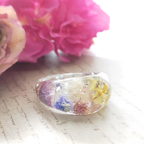 ビオラ リング⁂ドライフラワー指輪フリーサイズ