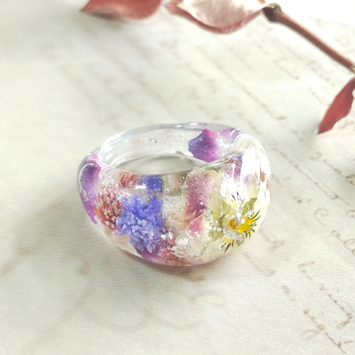 ビオラ リング⁂ドライフラワー指輪フリーサイズ