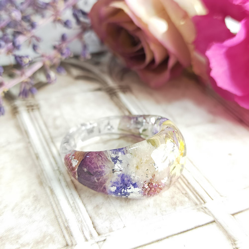 ビオラ リング⁂ドライフラワー指輪