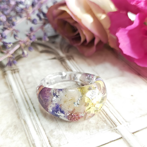 ビオラのぽってりリング〜 雫 ぷっくり 涙 ドロップ クリア レジン