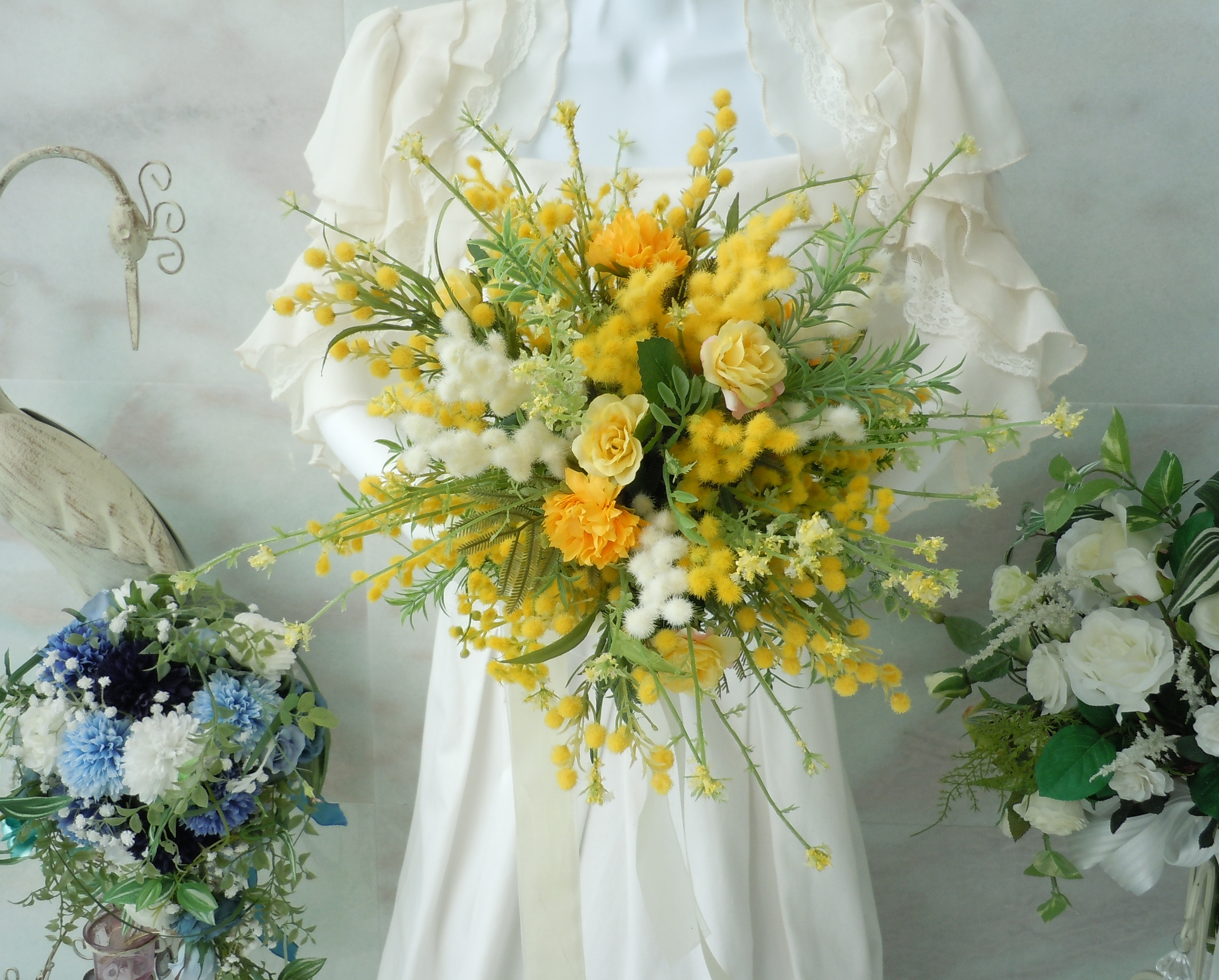 ブーケ　花束 造花 明るい　黄色　カラフル　ウエディング ウェディングブーケ手作りキット】ハーモニーブーケキット