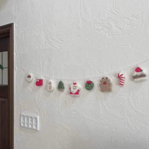 【しろ】クリスマス　ガーランド LEDライト付きナチュラル クリスマスガーランド ホワイト