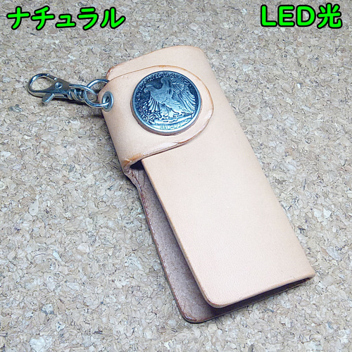 バイカーズキーケース コンチョ 男女兼用 本革 ヌメ革 サドルレザー