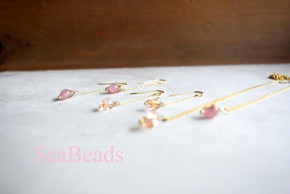 再出品♪春のコーデに♪桜色のピアス・イヤリング 5枚目の画像