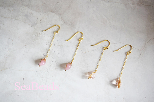 再出品♪春のコーデに♪桜色のピアス・イヤリング 1枚目の画像