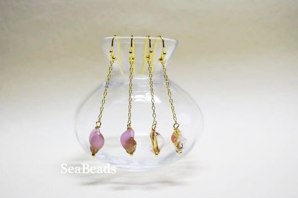 再出品♪春のコーデに♪桜色のピアス・イヤリング 4枚目の画像