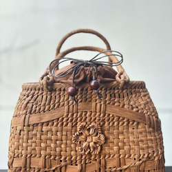 胡桃皮かごバッグ 胡桃表皮 くるみ籠バッグ 網代編み 定番 内布あり
