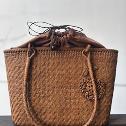 山葡萄籠バッグ 手作り かごバッグ 網代編み、花編み オリジナル