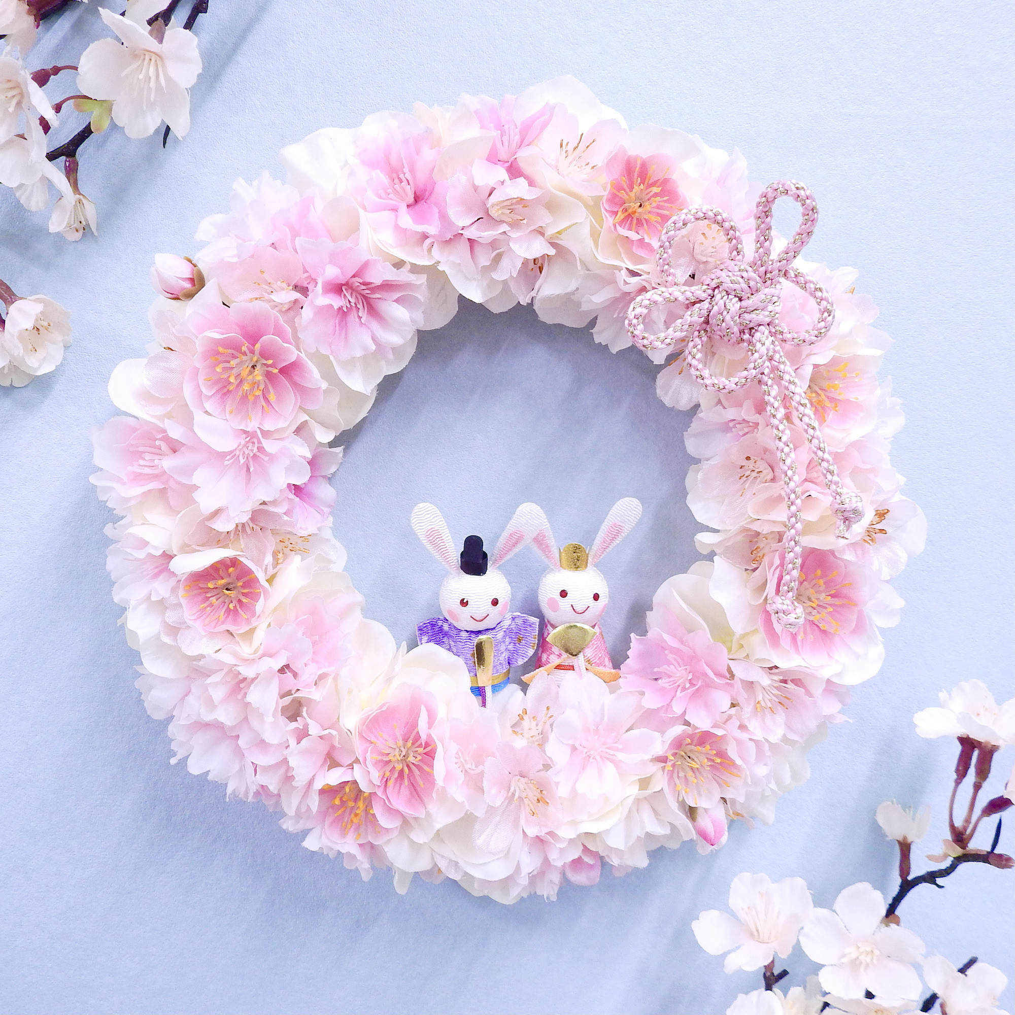 そろろん♡ひな祭り♡桜♡フラワーリース 桜リース 和風桜リース 桃の節句リース フラワーリース ひな祭り