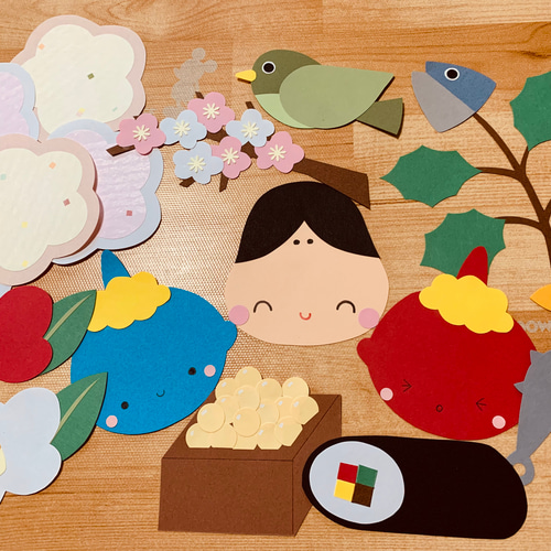 壁面飾り【節分】2月 小鬼 季節の花 切り絵 とことこ♪ 通販