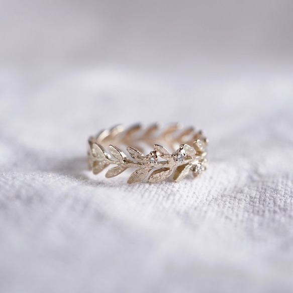 Olive leaf diamond ring [R002K10/K18] 3枚目の画像